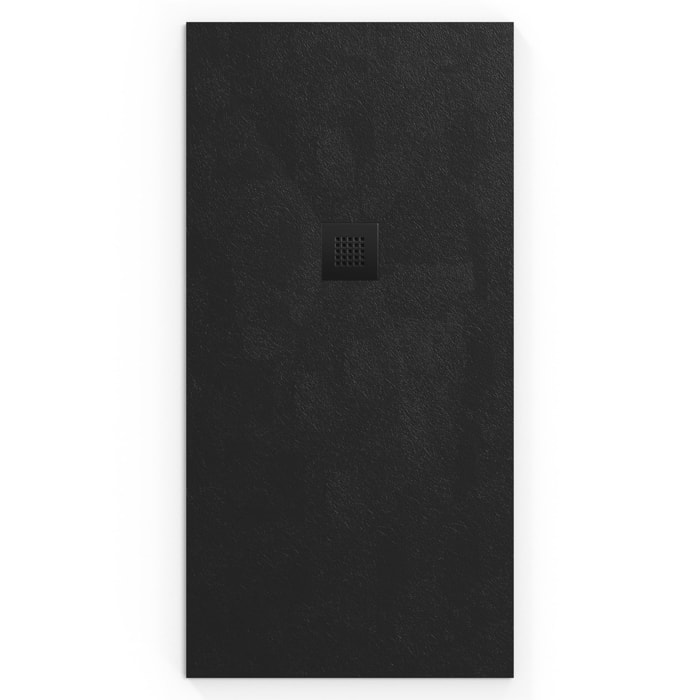 B-Way Receveur rectangulaire 160x90cm avec siphon, en marbre coulé, Noir (SATALEK16090-S)