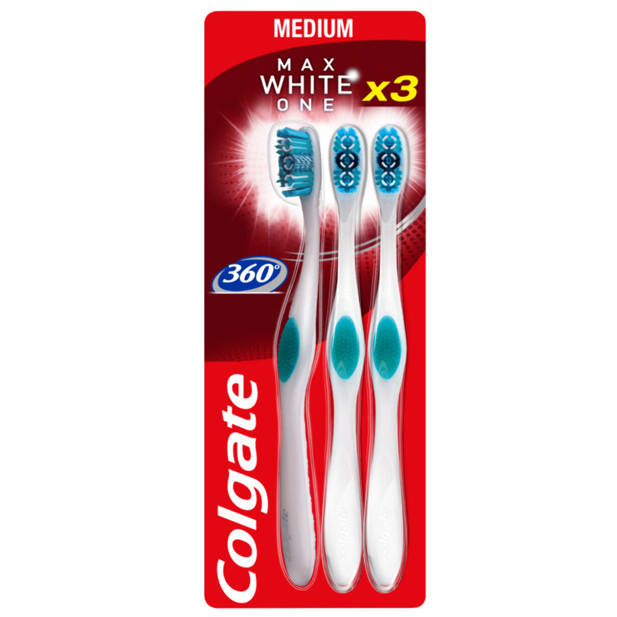 Pack de 12 - 4 lots de 3 - Brosse à dents Colgate 360° Max white One Medium