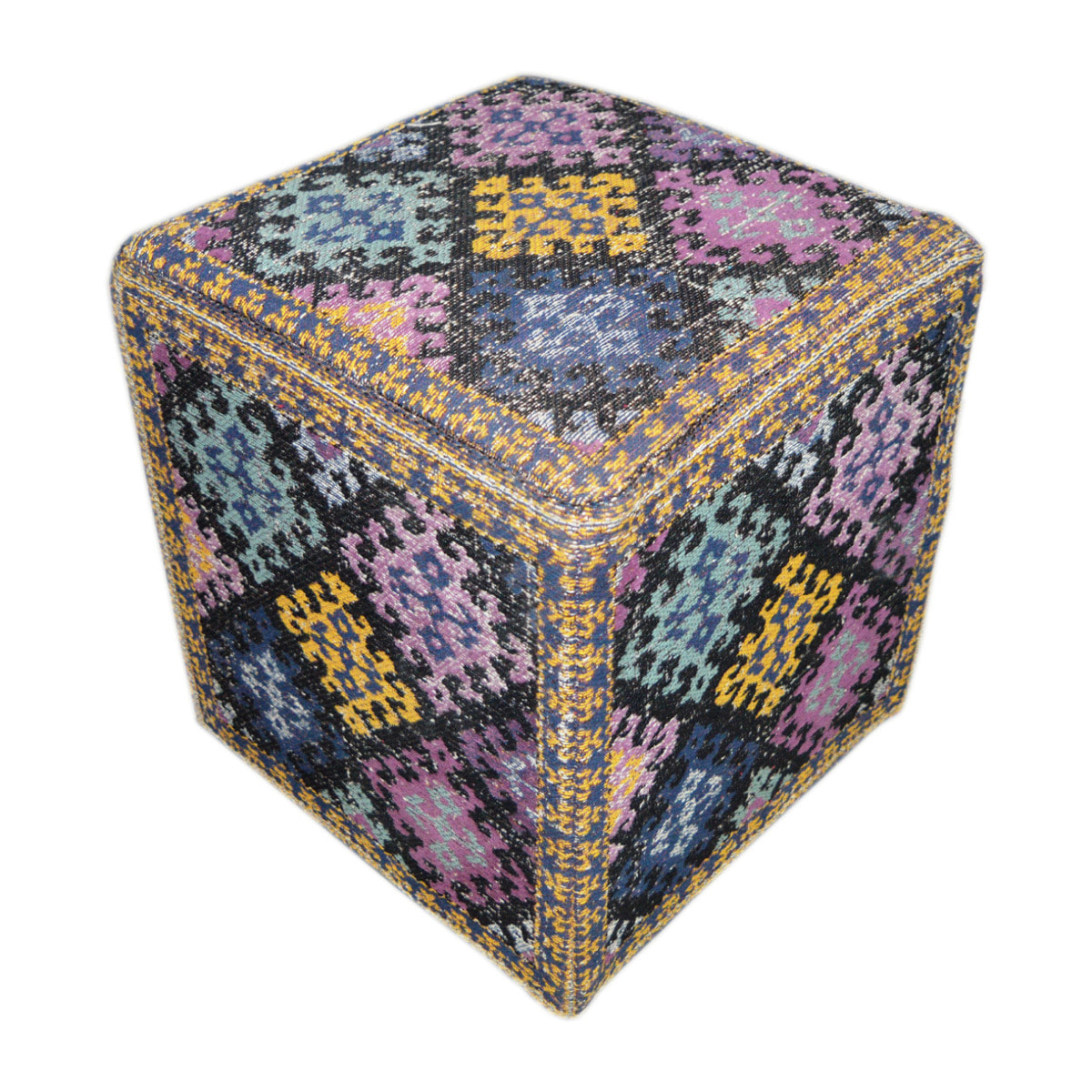 Pouf contenitore Solitaire in cotone multicolore