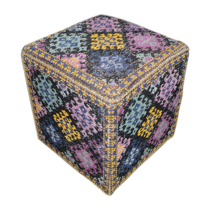 Pouf contenitore Solitaire in cotone multicolore