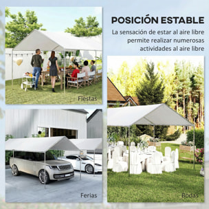 Carpa Garaje para Coche 3x6 m, Cochera Exterior Portátil con Marco de Acero Galvanizado, Impermeable, Anti-UV, Pabellón Gazebo de Jardín con Accesorios, para Eventos, Fiestas, Blanco