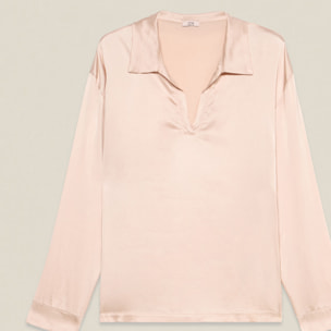 Oltre - Blusa de satén con escote en V - Rosa