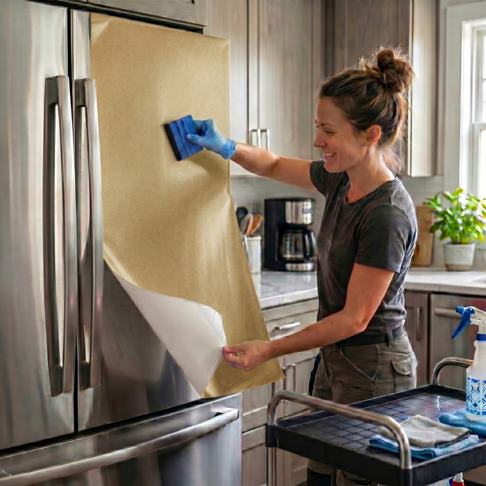 Rouleau adhésif décoratif Vinyle au Mètre - Or - Sticker Lavable Imperméable Mur Cuisine Meubles