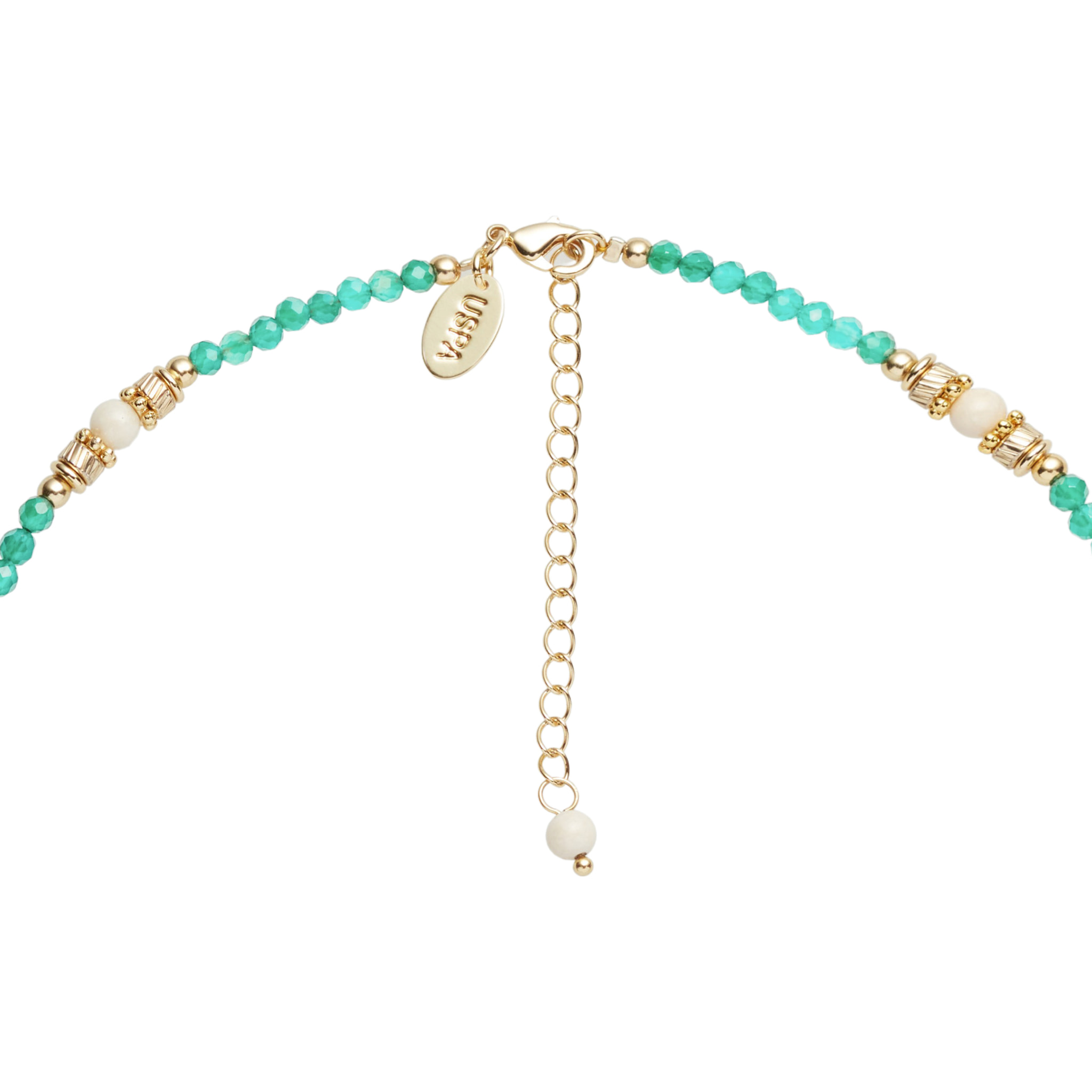 Collana U.S. Polo Assn. In metallo dorato con agata verde chiaro