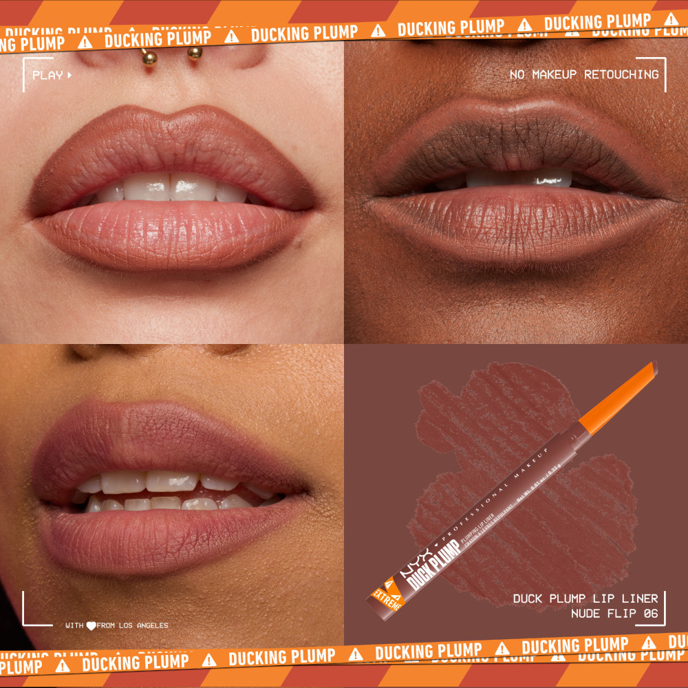 NYX Professional Makeup Duck Plump Plumping Lip Liner, crayon à lèvres, jusqu'à 10h de tenue, fini mat, Nude Flip