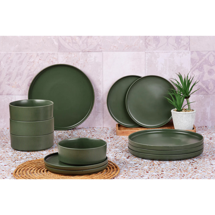 Service Les Essentiels SCANDI - 12 pièces - Olive