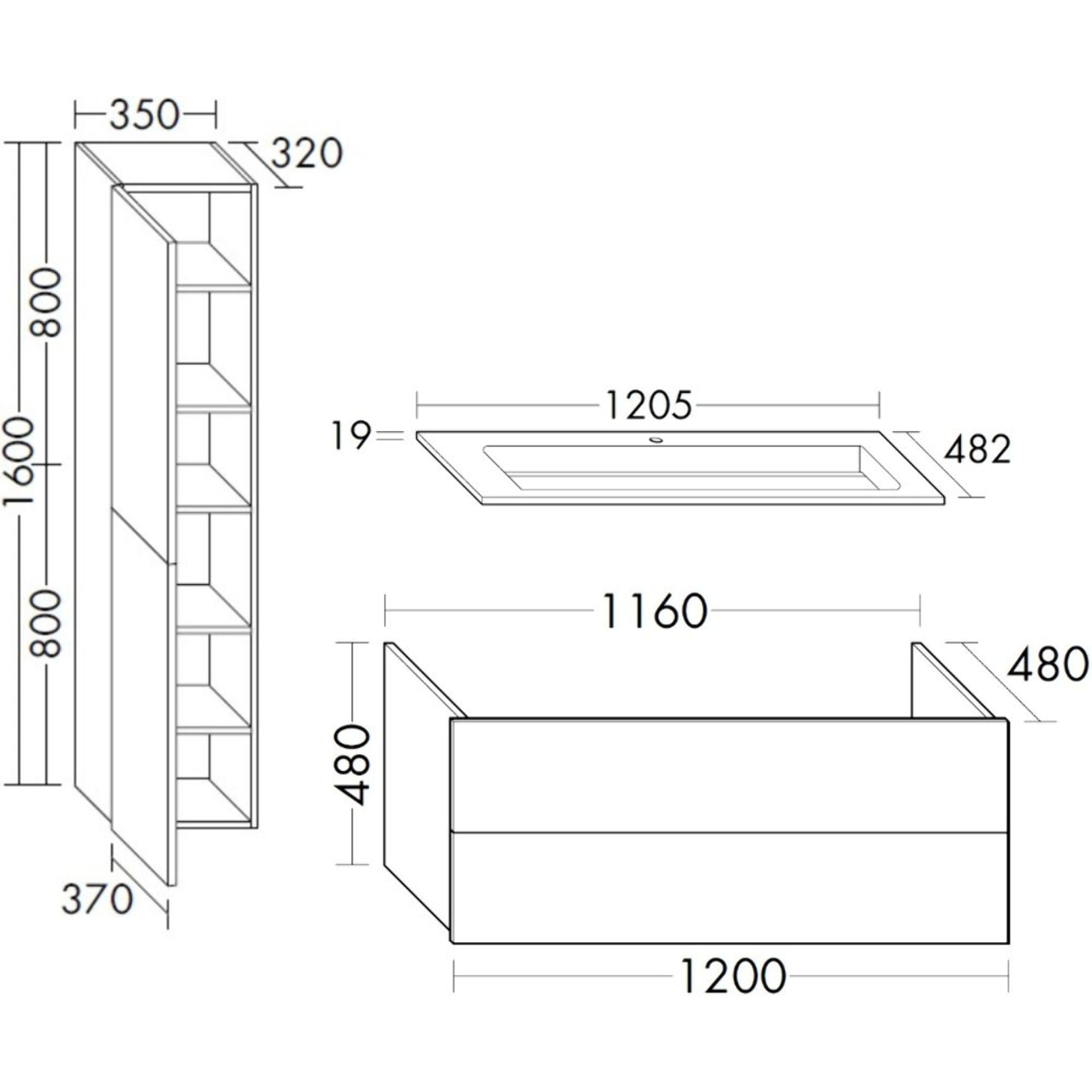 Meuble double vasque 120 cm BURGBAD Cosmo chêne cachemire + colonne