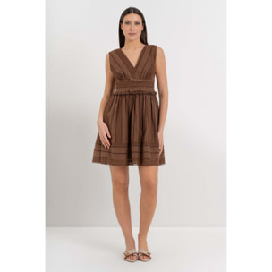Kocca - Abito smanicato in cotone con scollo a V e pizzo sangallo Donna