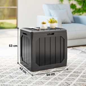 Arcón Exterior Capacidad 121L, Baúl Almacenaje Exterior de Plástico con 2 Asas y Tapa Bloqueable, Impermeable, Resistente a la Intemperie, para Jardín, Terraza, Patio, 56x45x53 cm, Negro