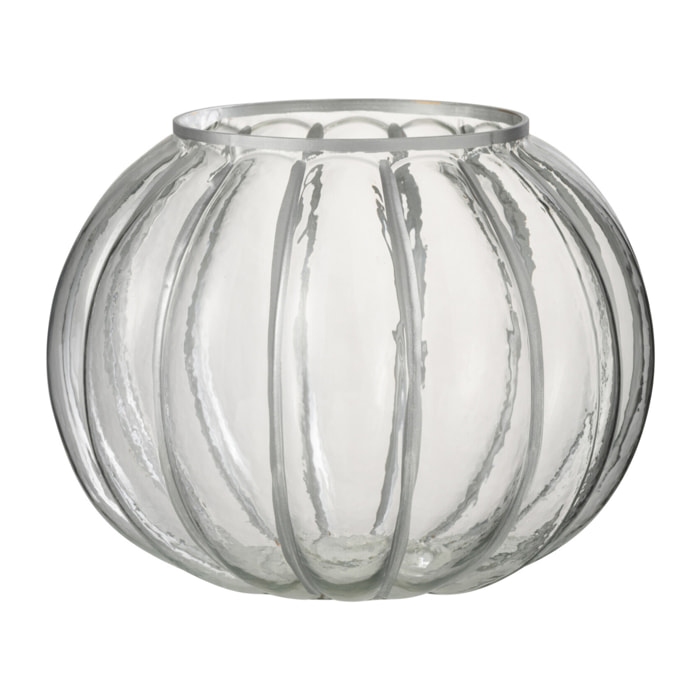 J-Line Photophore Boule Verre Transparent/Argent Medium