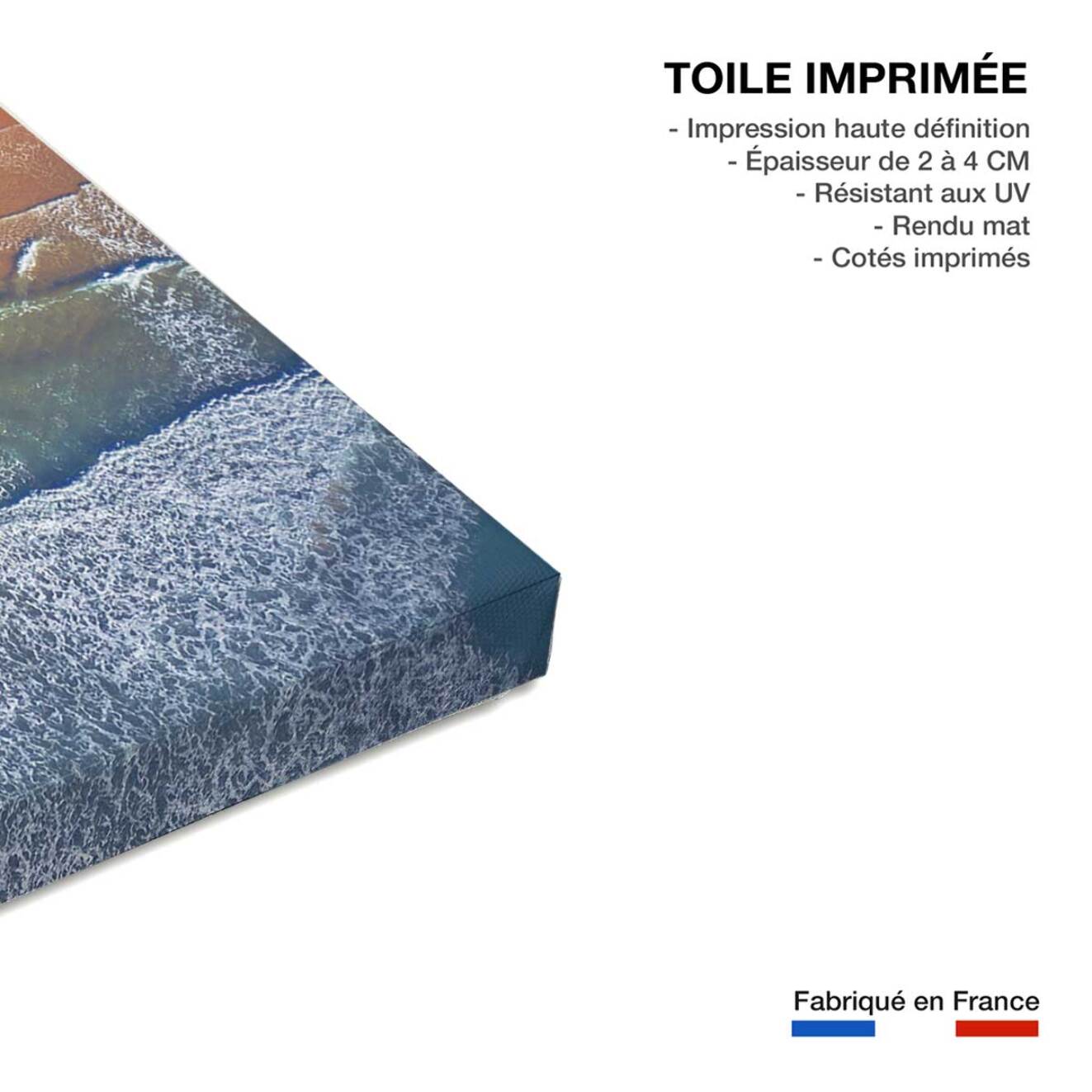Tableau bord de mer plage terre de sienne  Toile imprimée