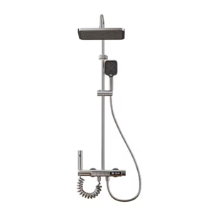 Juego de ducha completo Y2 montado en pared. Con pantalla digital y múltiples modos de agua, con mezclador, iluminación ambiental y control preciso.