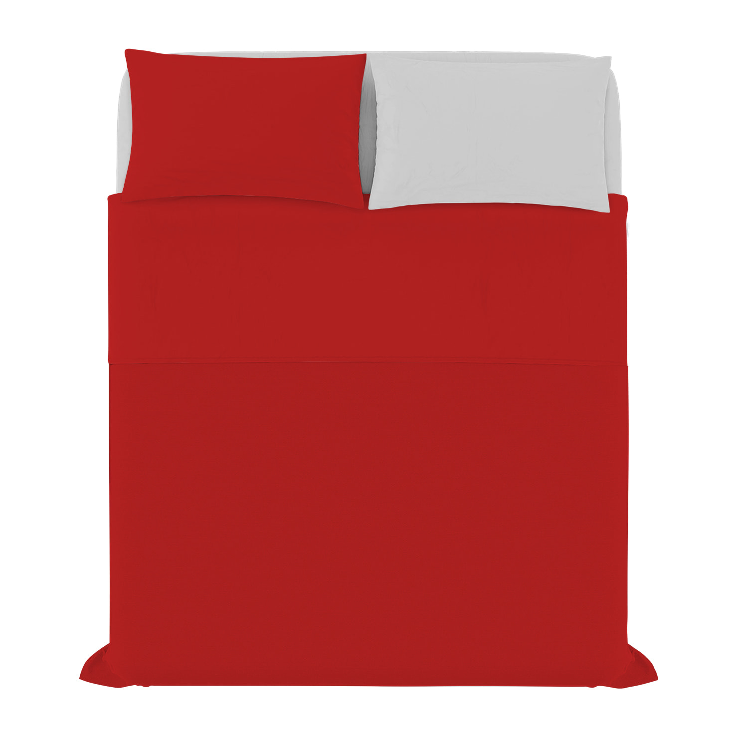 COMPLETO LETTO NATURAL COLOR, 100% Cotone, Made in Italy - ROSSO/GRIGIO CHIARO