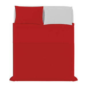 COMPLETO LETTO NATURAL COLOR, 100% Cotone, Made in Italy - ROSSO/GRIGIO CHIARO