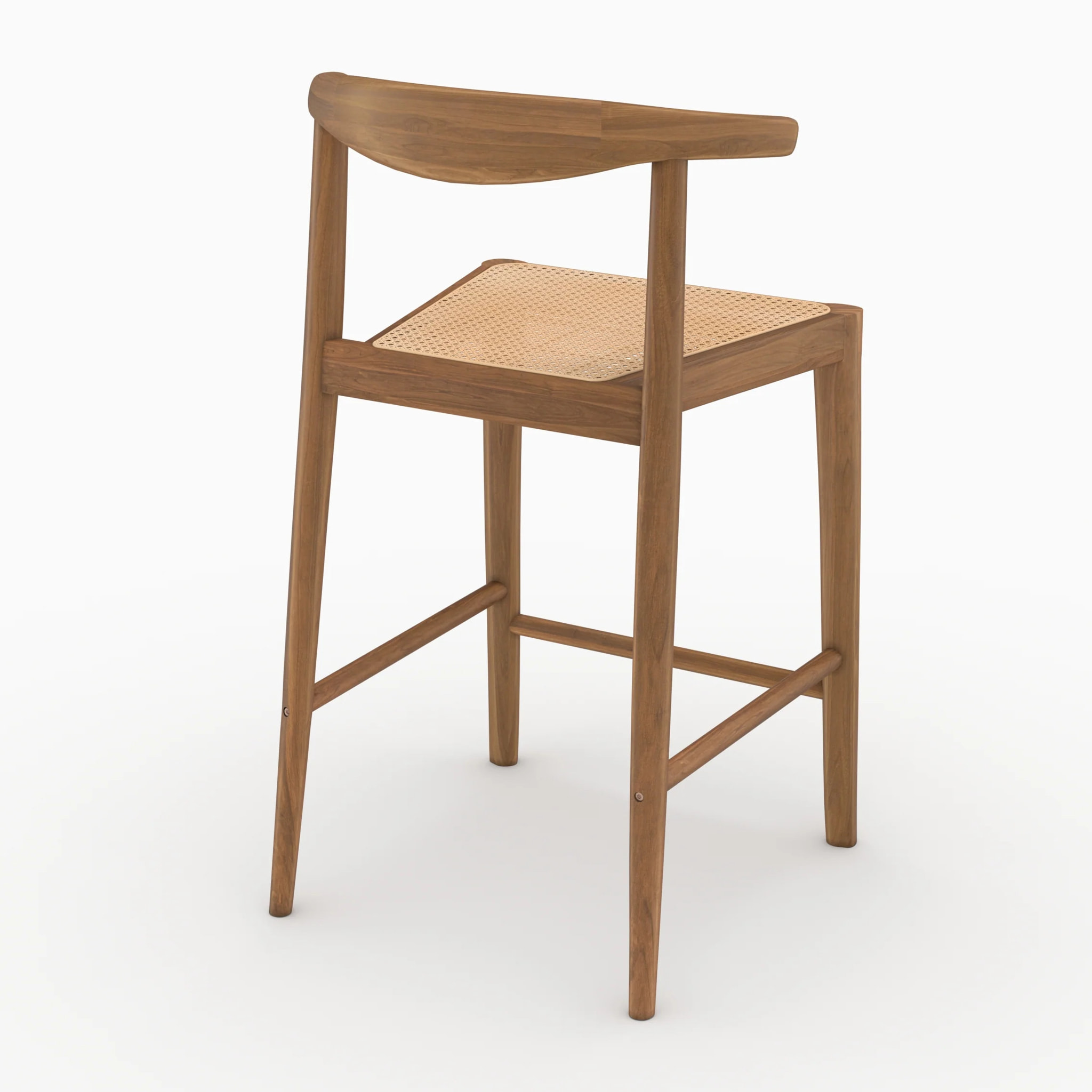 Lot de 2 chaises pour îlot central 64 cm en teck vernis et cannage - Alia