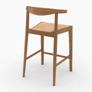 Lot de 2 chaises pour îlot central 64 cm en teck vernis et cannage - Alia