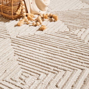 Tapis Loopin 323 Creme - Motif en relief - Indoor & Outdoor