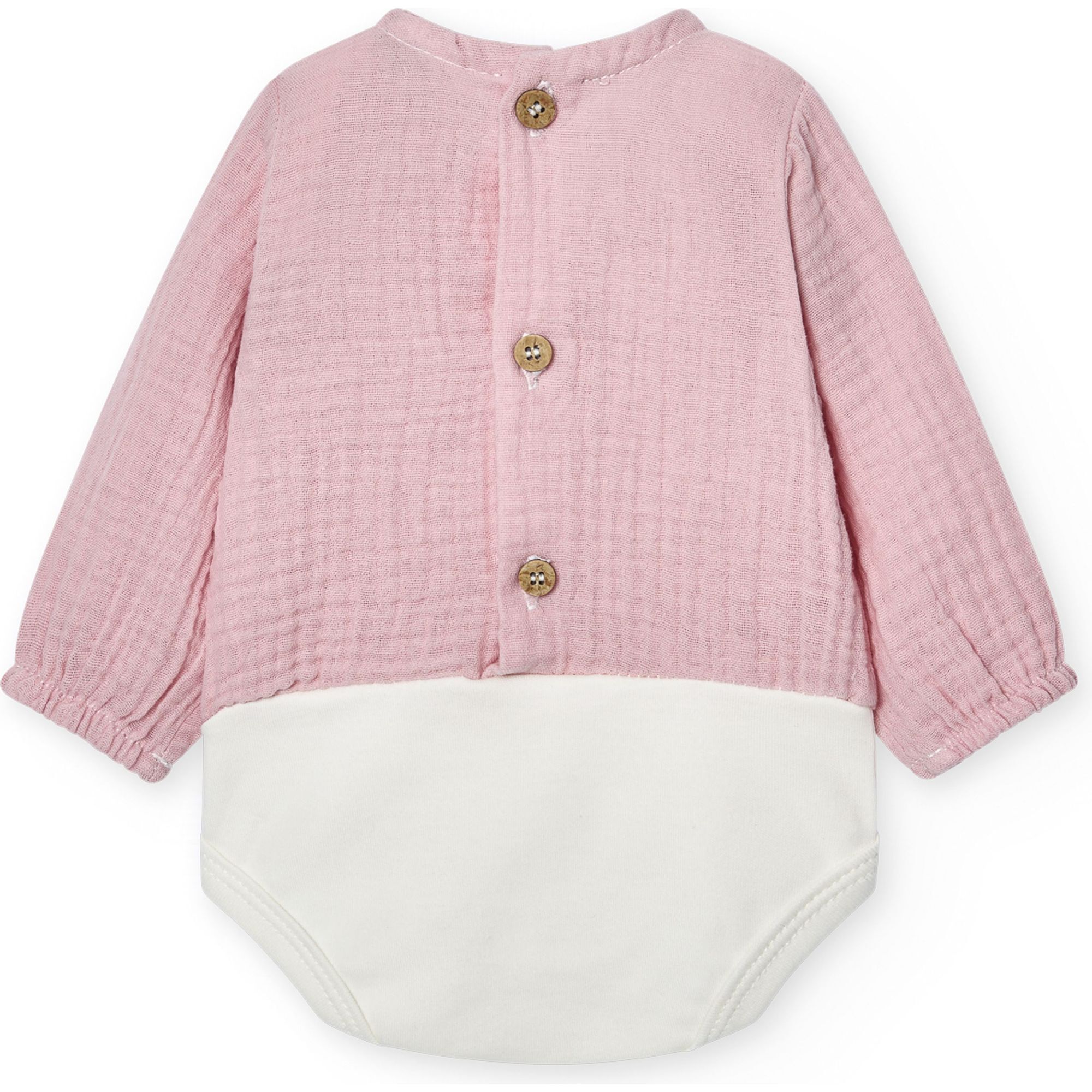 Body bebé manga larga bambula botones