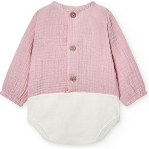Body bebé manga larga bambula botones