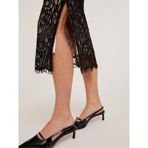 Motivi - Gonna longuette in pizzo macramé - Nero