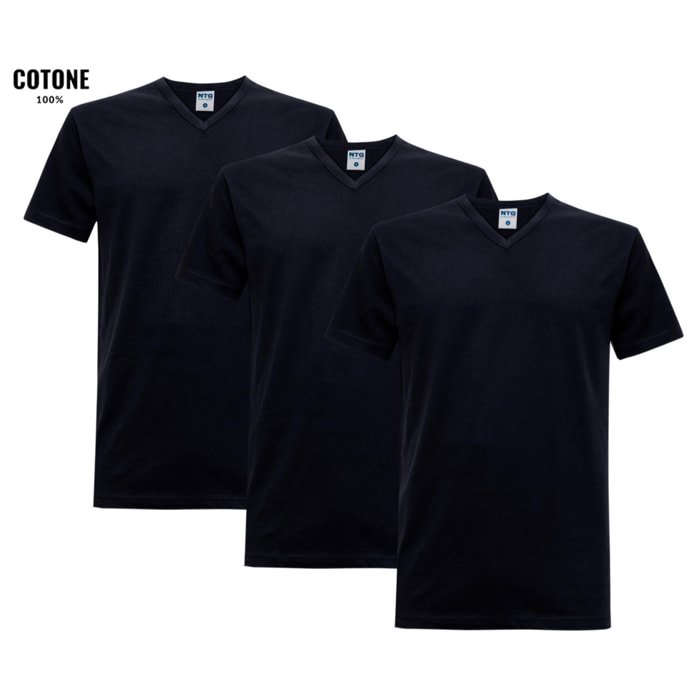 3 T-Shirt Uomo 100% Cotone NOTTINGHAM Art. TV700 Scollo V