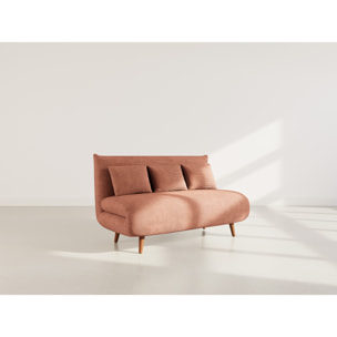 Lumi - Banquette convertible clic-clac 2 places en velours côtelé - Terracotta