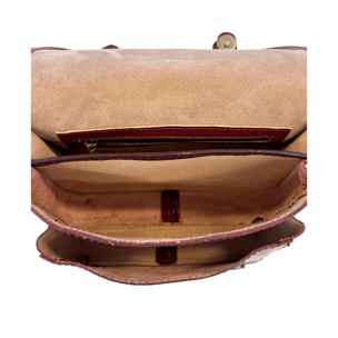 Borsa a Tracolla in Pelle da Donna, Tracolla Vintage con Doppia Fibbia e Chiusura Magnetica