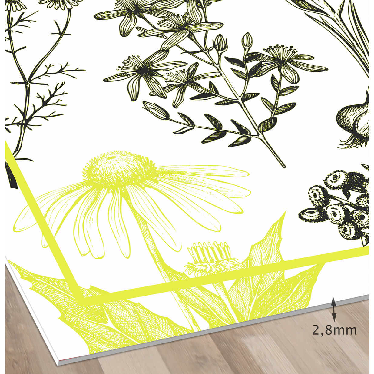 Alfombra de vinilo CERAMIKO, Plantas medicinales limón 66x150 cm