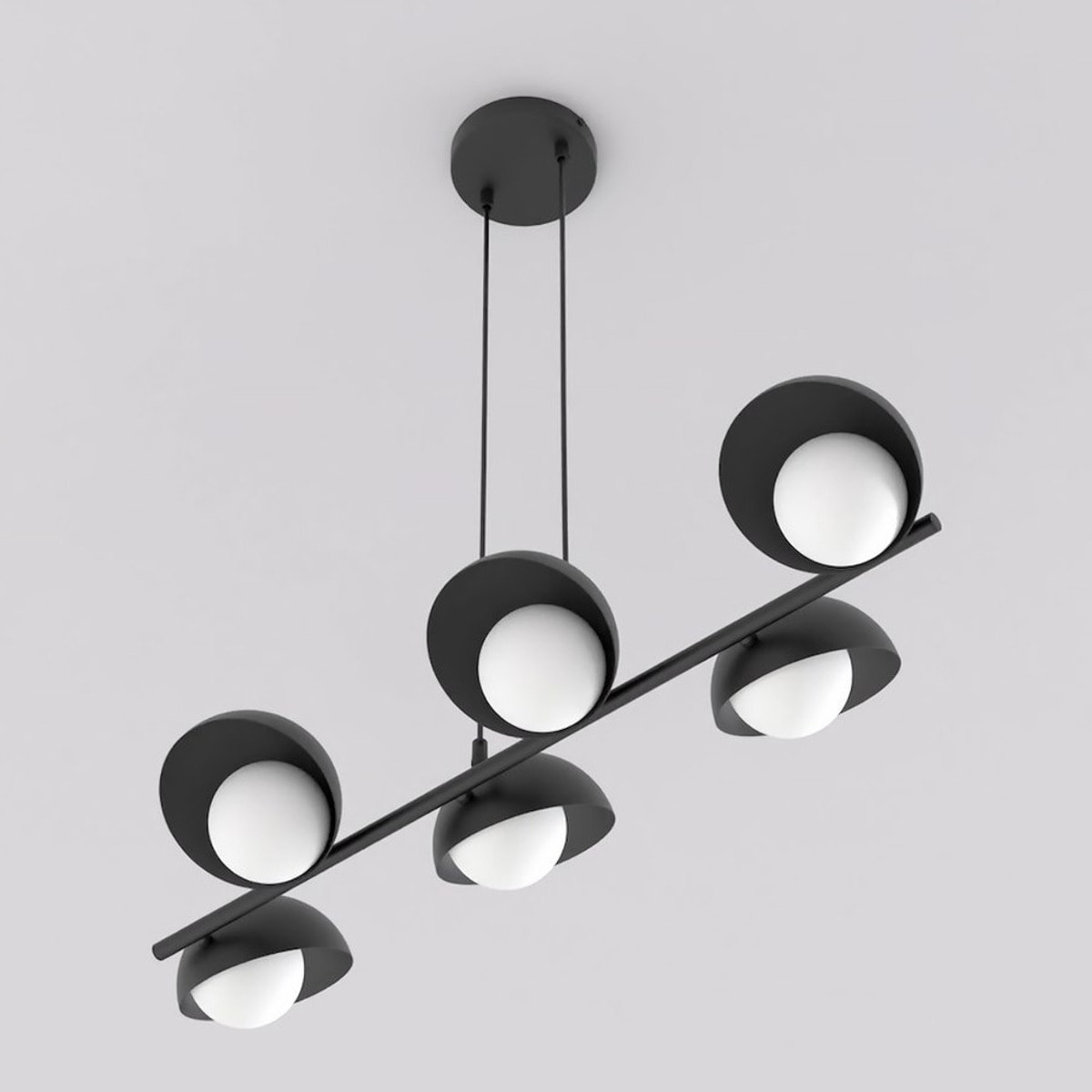 Lampada a sospensione Boom in acciaio nero opaco