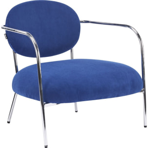 Fauteuil en velours côtelé et piètement chromé - LEON