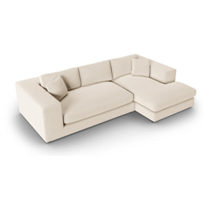 Canapé d'angle droit "Tendance" 5 places en velours beige