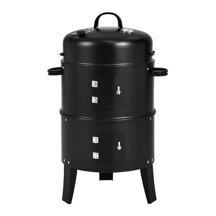Well home - ahumador bbq de ø40x78cm con 2 parrillas y termómetro