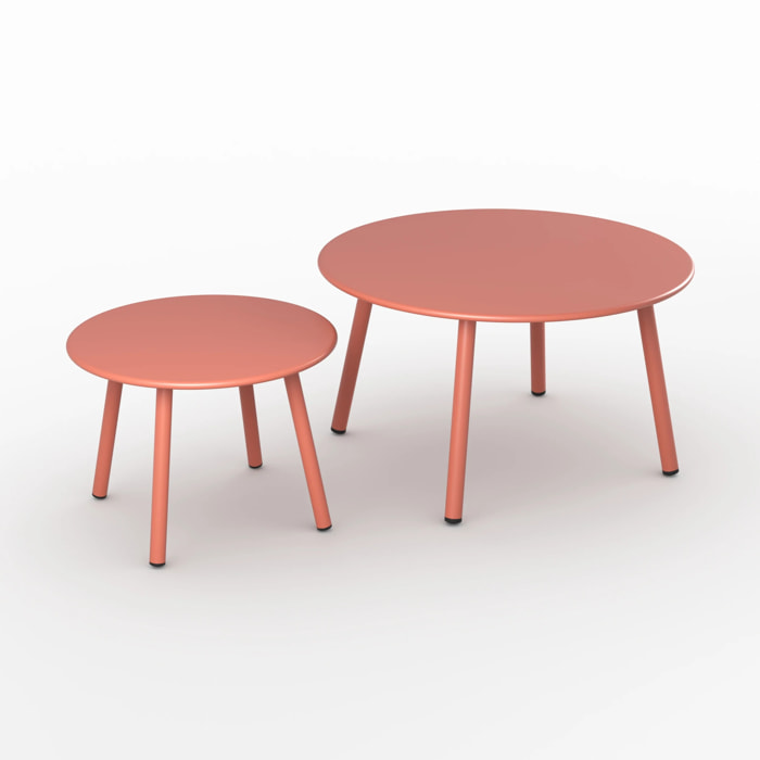 Tables d'appoint de jardin en métal terracotta (lot de 2) - Féria