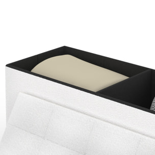 Banc coffre Loan en bouclette blanche et pieds noirs 100cm