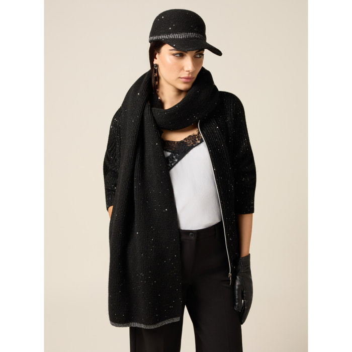 Oltre - Bufanda con lentejuelas y costuras lurex - Negro