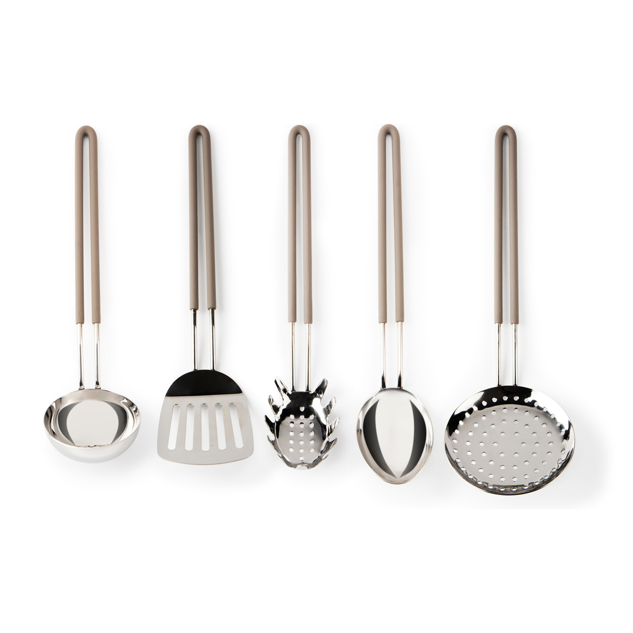 Set 5 Mestoli Excelsa – Hip Hop, Acciaio e Silicone Grigio Tortora