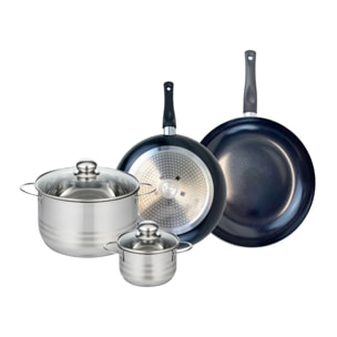 Ensemble de 2 Poêles de cuisson 28 et 32 cm et 2 faitouts 14 et 24 cm Elo Prima Brillant