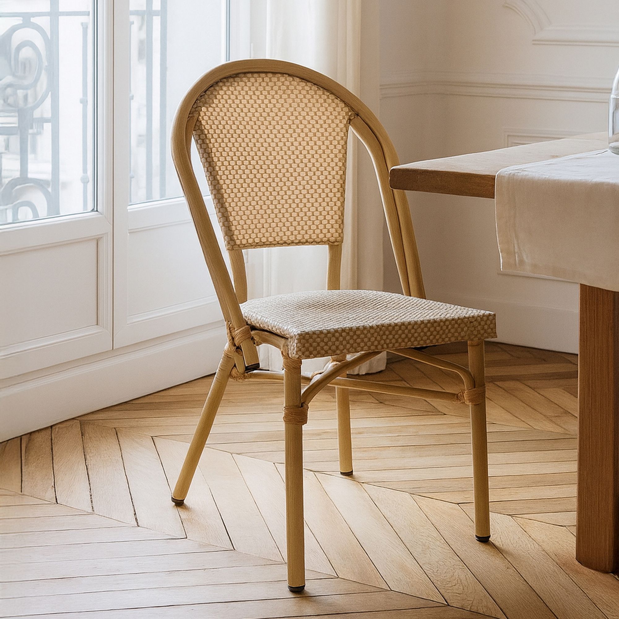 Lot de 2 fauteuils de table beige et structure en aluminium AMALFI