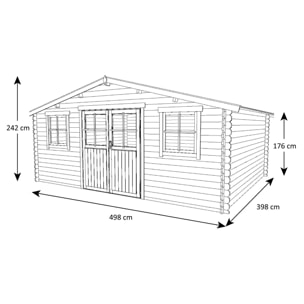 Abri de jardin Neptune - bois marron - 19,5 m²