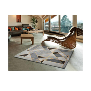 LEO Alfombra geométrica de pelo corto gris, varias medidas disponibles.