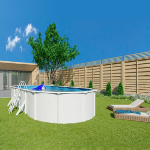 Piscine hors sol acier ovale 7,30 x 3,65 x 1,32 m blanche SAPHIR