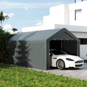 Carpa Garaje 6x3 m Garaje Exterior para Coche Impermeable Cobertizo de Exterior Anti-UV con Paredes Laterales Desmontables y 2 Puertas con Cremallera Gris Oscuro
