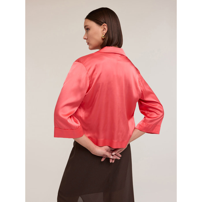 Motivi - Chaqueta desestructurada de satén elástico - Rosa