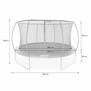 Trampoline rond Ø 430cm gris avec filet de protection intérieur - Venus Inner – Nouveau modèle - trampoline de jardin 4.30m 430 cm |Design | Qualité PRO. | Normes EU.