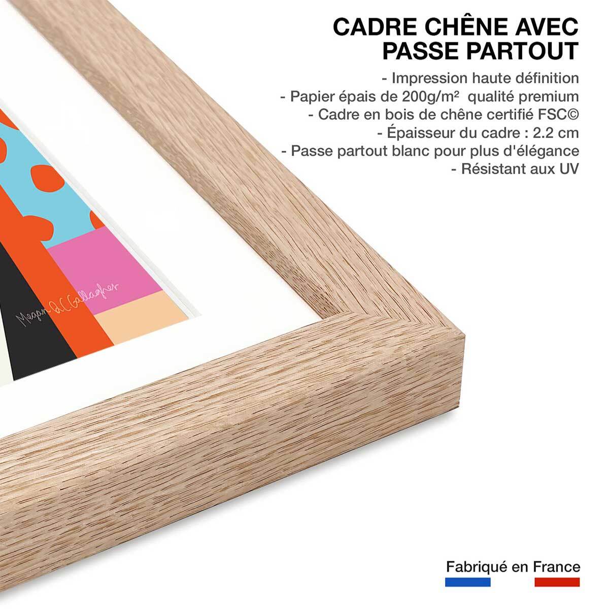 Affiche mode Born in the 80s Affiche + cadre en bois - Chêne