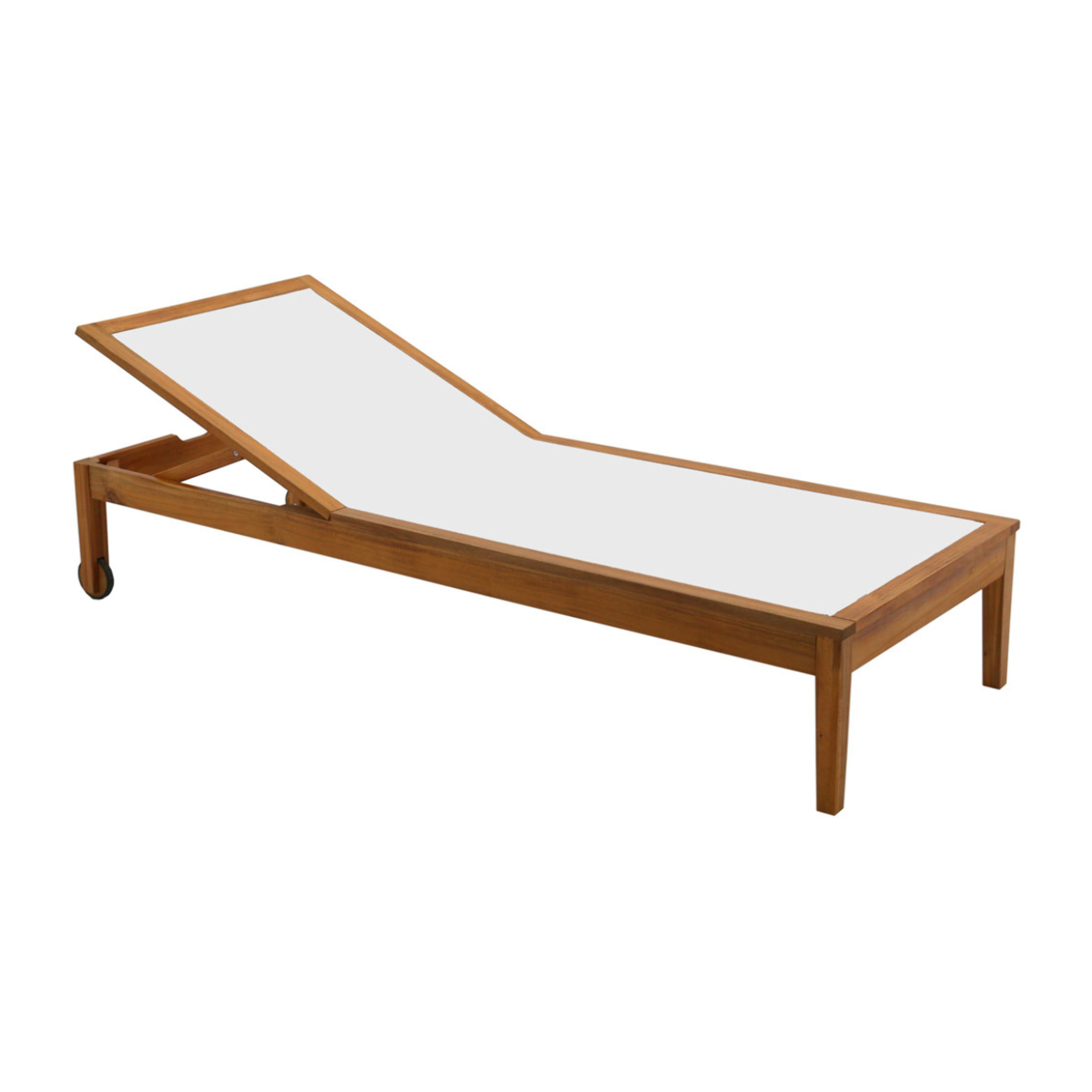 Bain de soleil blanc et bois massif NAVEEN