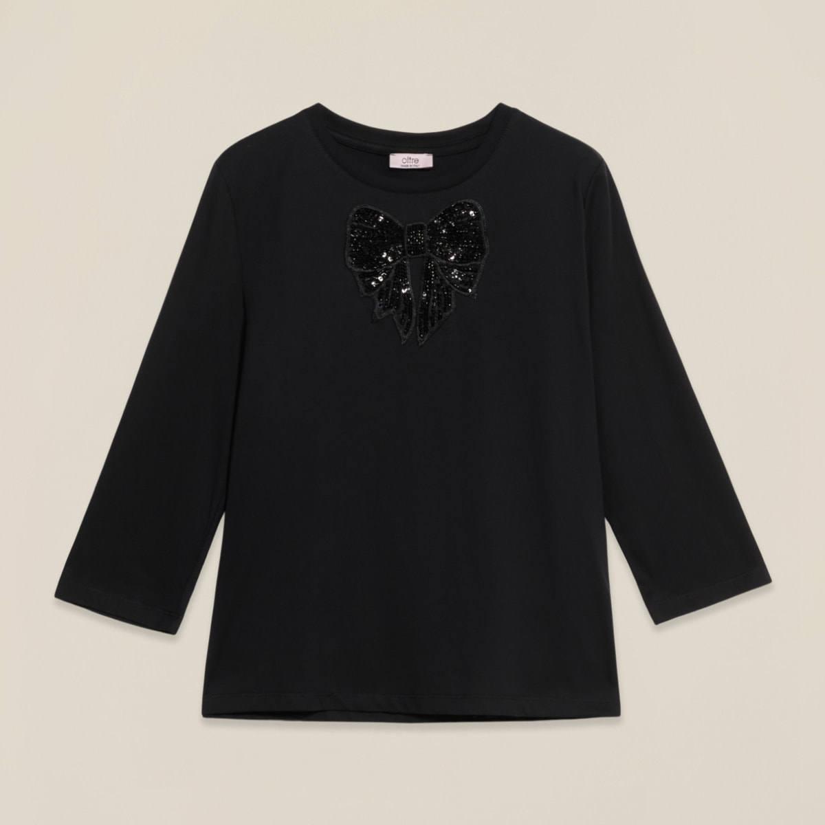 Oltre - Camiseta de jersey con parche de lentejuelas - Negro