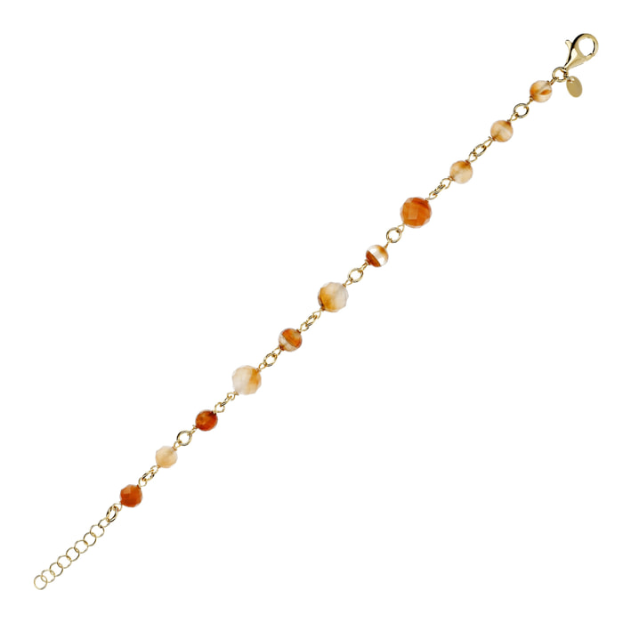 Bracciale in Argento 925 placcato Oro Giallo 18Kt con Pietre Naturali Arancioni