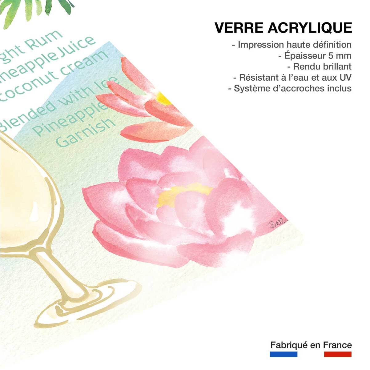 Tableau Pina colada en aquarelle Tableau plexiglas