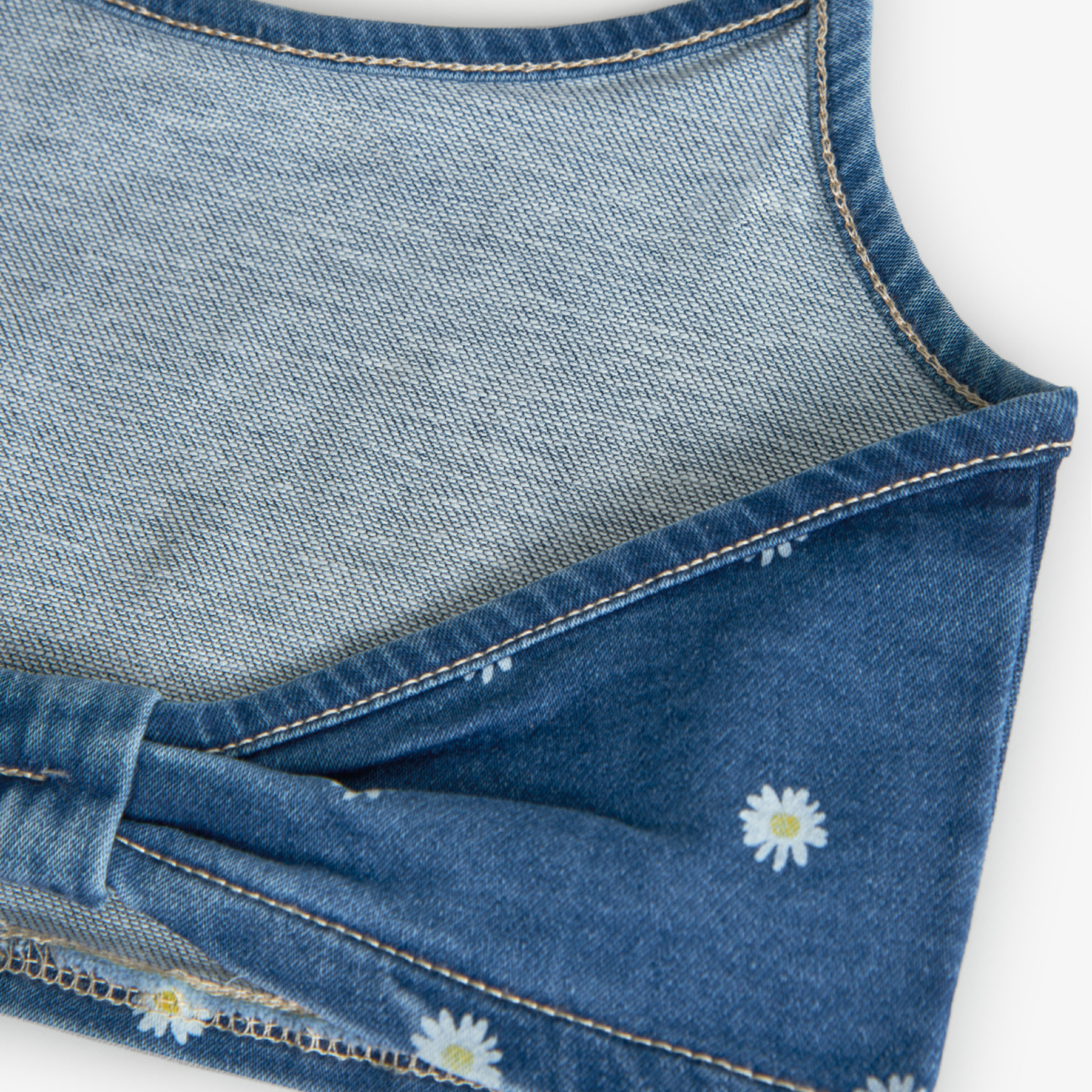 Top denim, punto de niña